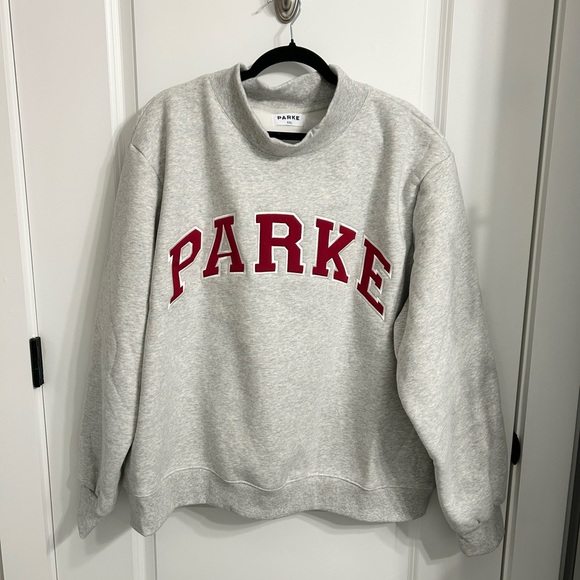 Parke Valentine's Varsity Mock neck - Classic Grey + Crimson - Picture 7 of 15